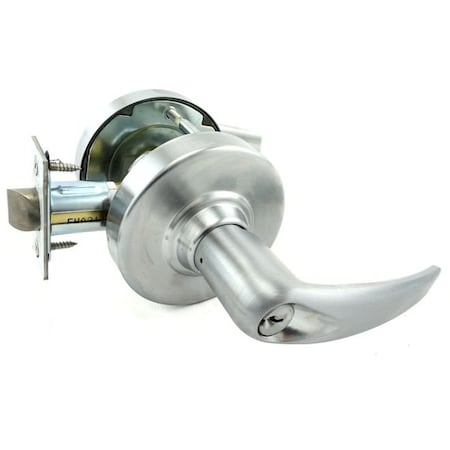 SCHLAGE COMMERCIAL Entry Athens Lever C Keyway, 2-3/4" Deadlatch, ANSI Strike Satin Chrome ALX53PATH626